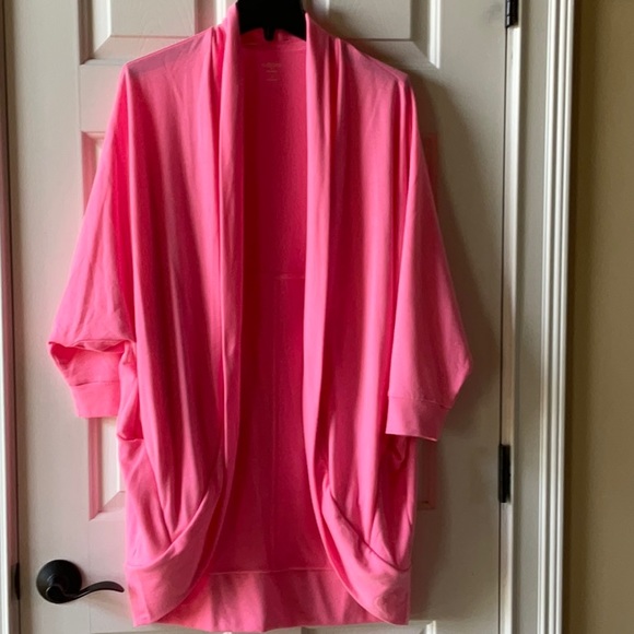 Crown & Ivy Bright Pink 3/4 sleeves Knit jacket Size Large - Picture 5 of 7